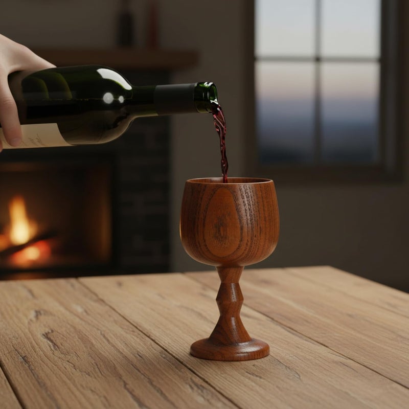 I-MART Handcrafted Wooden Goblet Chalice Cup 5 oz Jujube Wood Wine Goblet for Communion Cups, Chalice Goblet Wooden Cup for Churches, Home, Rustic Kitchen and Gift - Image 2
